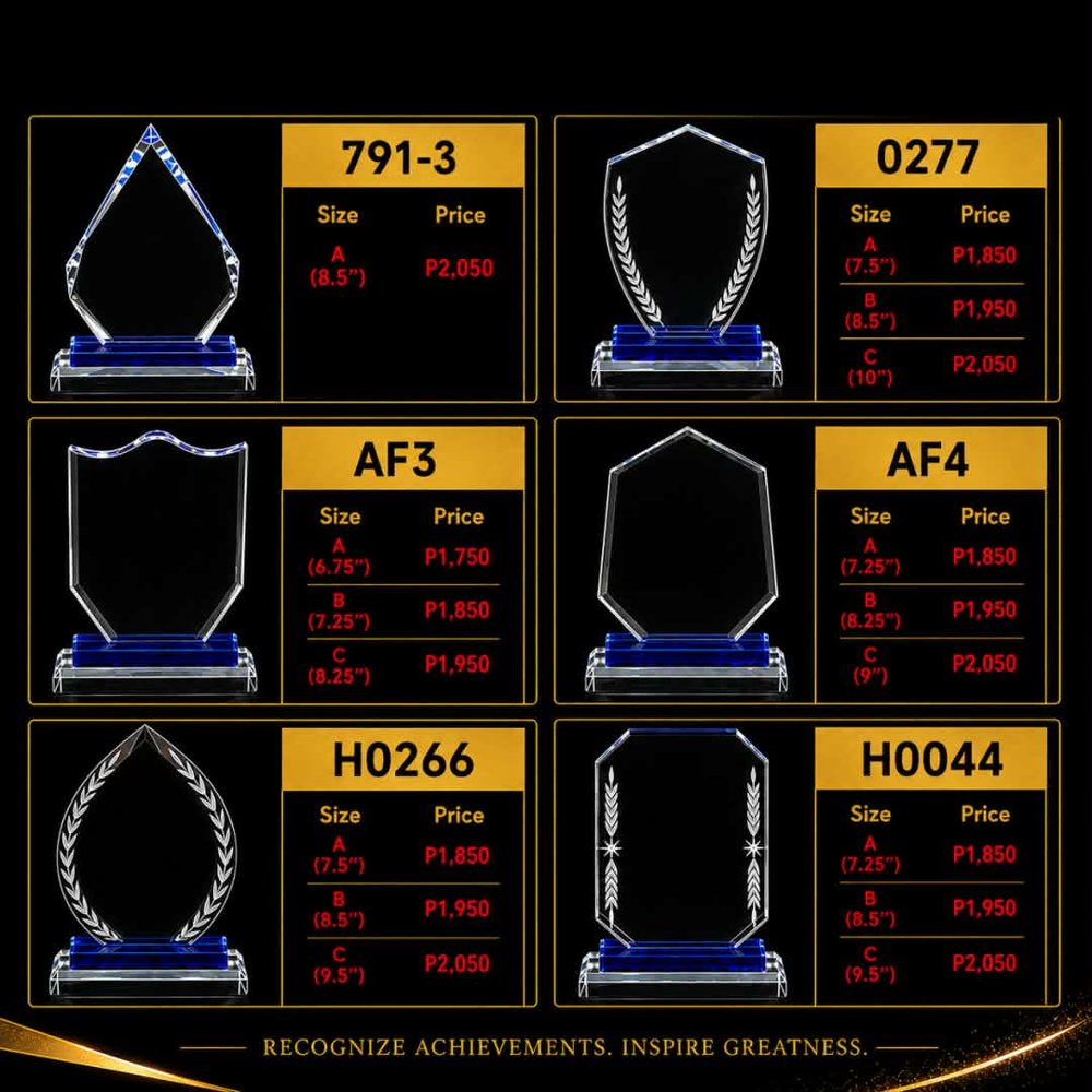 Crystal award shield designs catalog