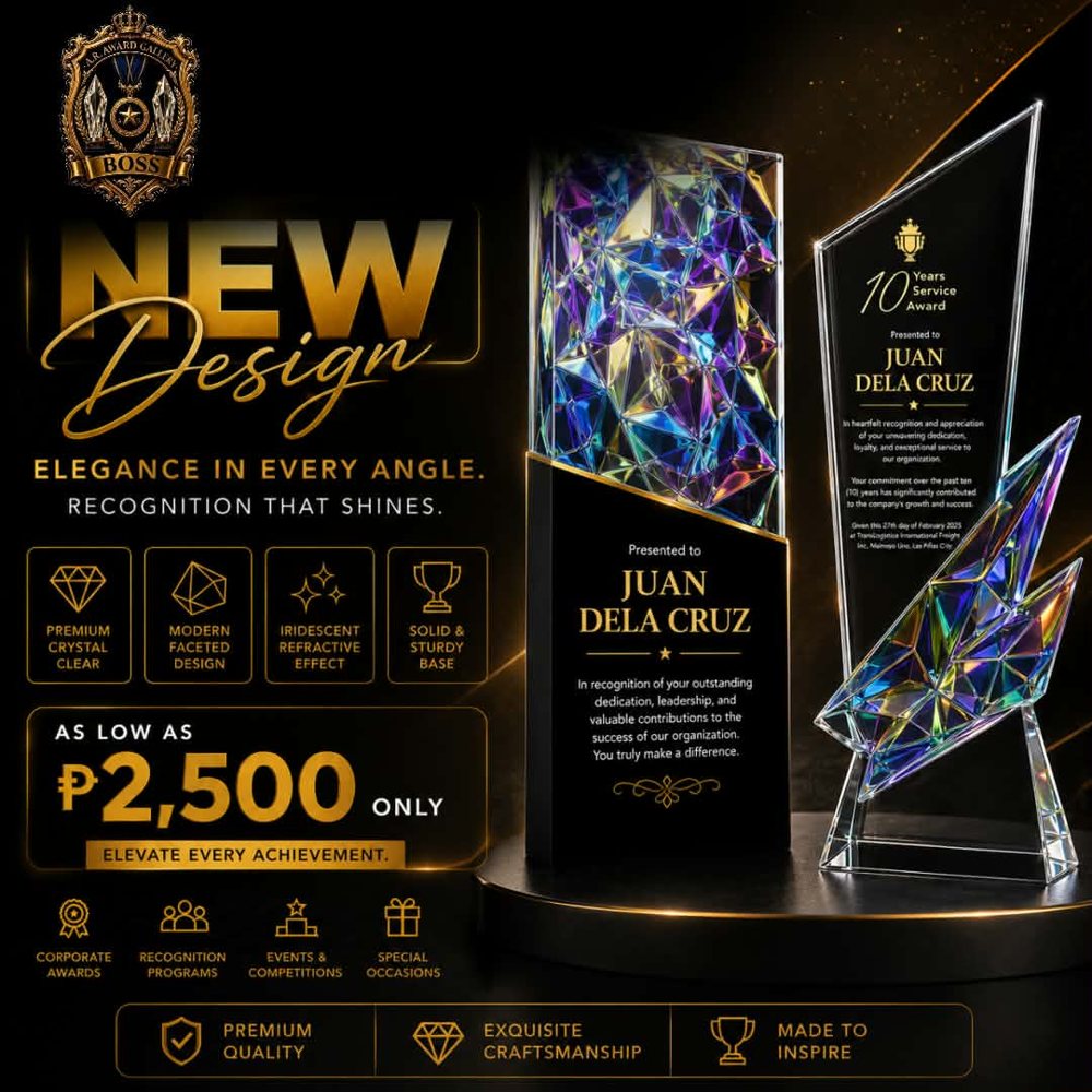Iridescent crystal award catalog