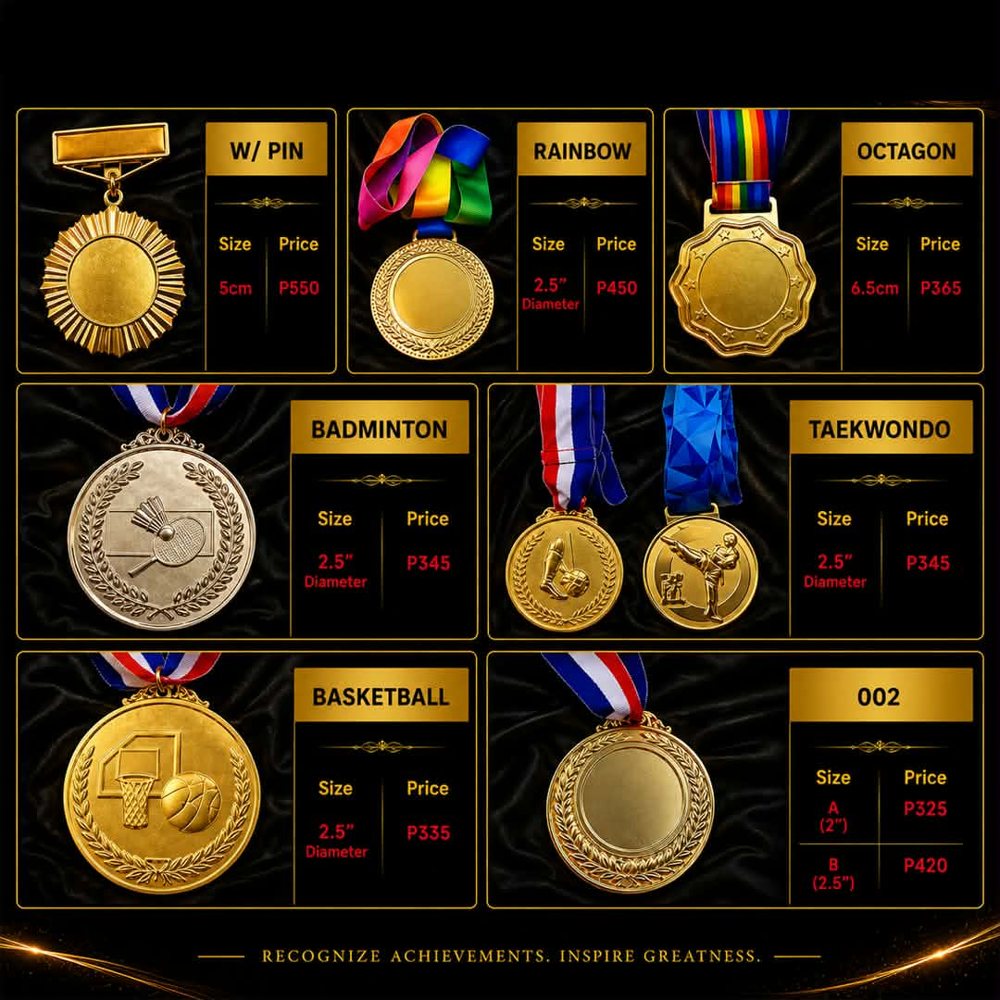 Medal pricing catalog pin rainbow octagon