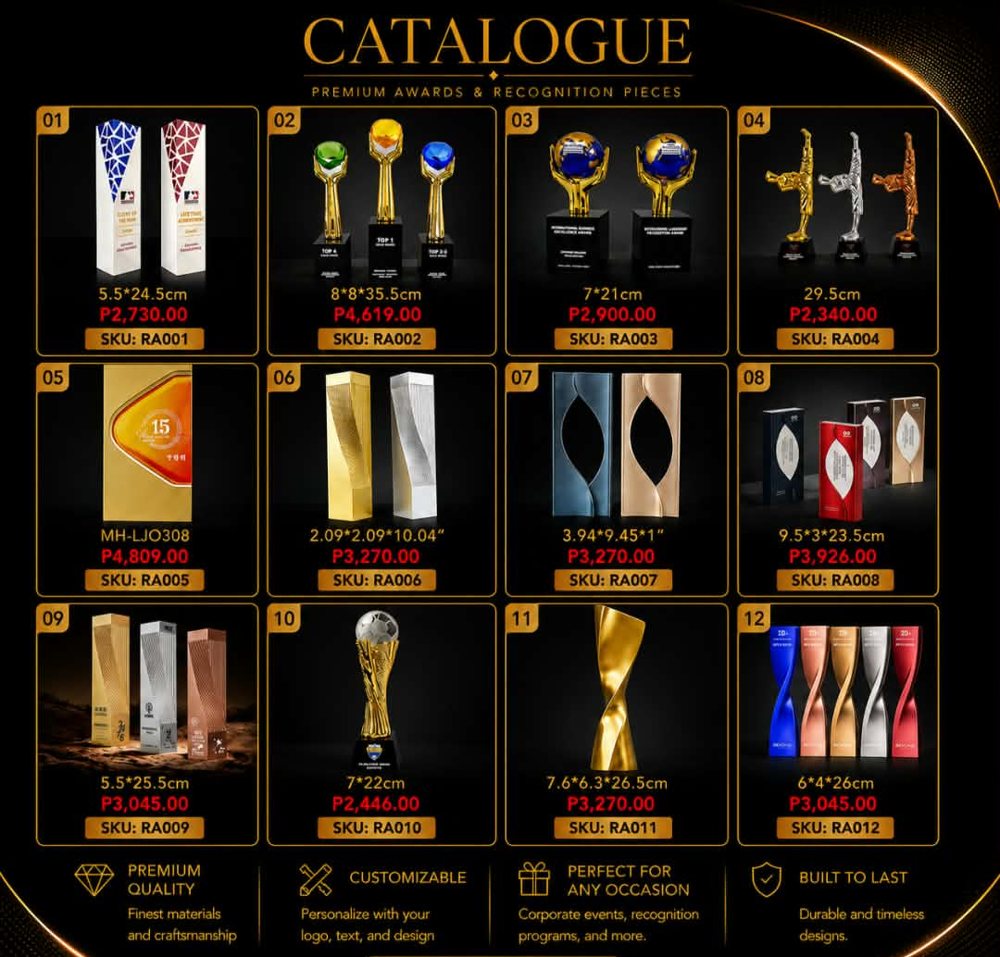 Resin award catalog designs 1-12
