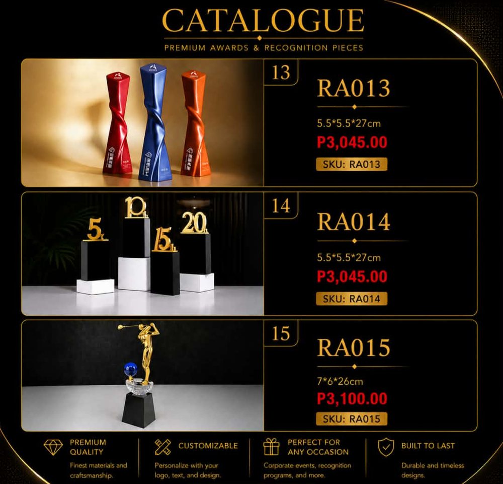 Resin award catalog designs 13-15