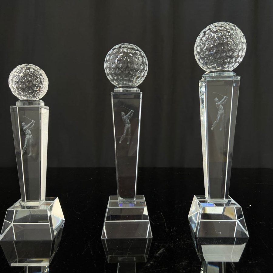Crystal golf trophy award sample
